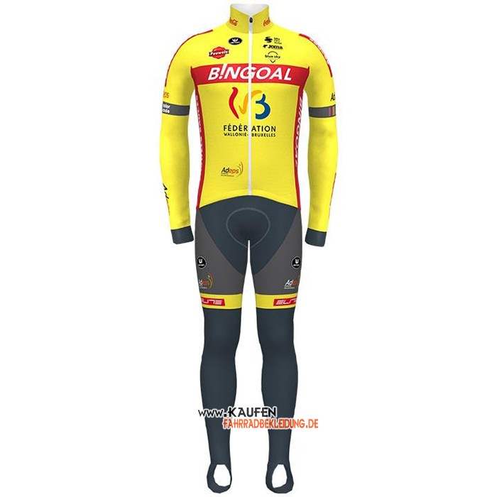 Wallonie Bruxelles Langarmtrikot und Lange Tragerhose 2021 Gelb